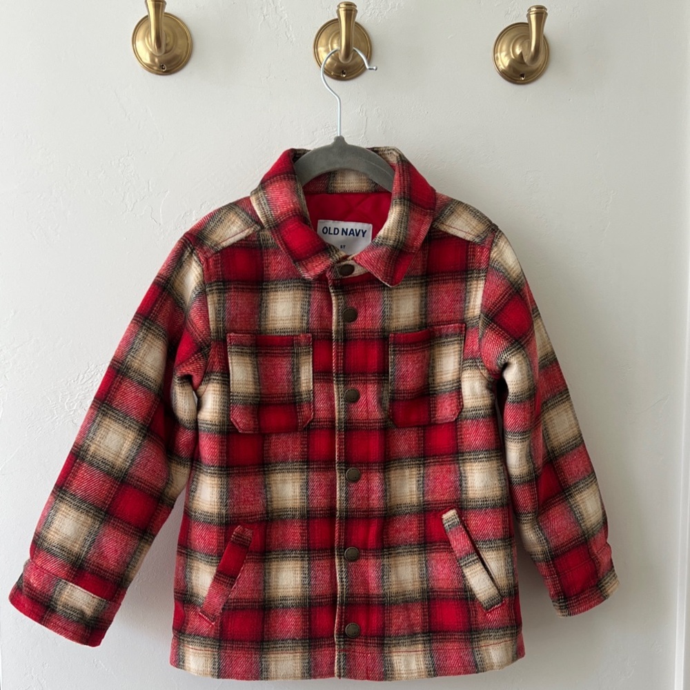 Old Navy Kids Checkered Jacket - Red and Tan